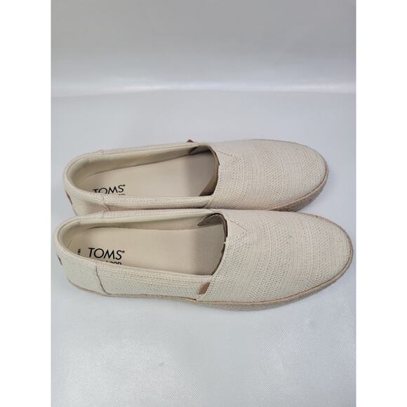 Women’s Tom’s Valencia Platform Espadrille Natural Undyed Metallic Linen Sz 11 - Picture 5 of 13